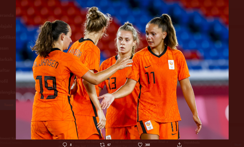 Para pemain Belanda merayakan gol ke gawang Cina di Olimpiade Tokyo, Selasa (27/7/2021).