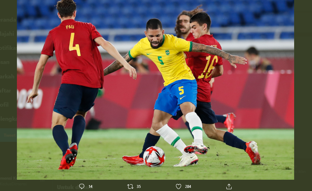 Pertandingan Brasil vs Spanyol di final Olimpiade Tokyo 2020, Sabtu (7/8/2021).