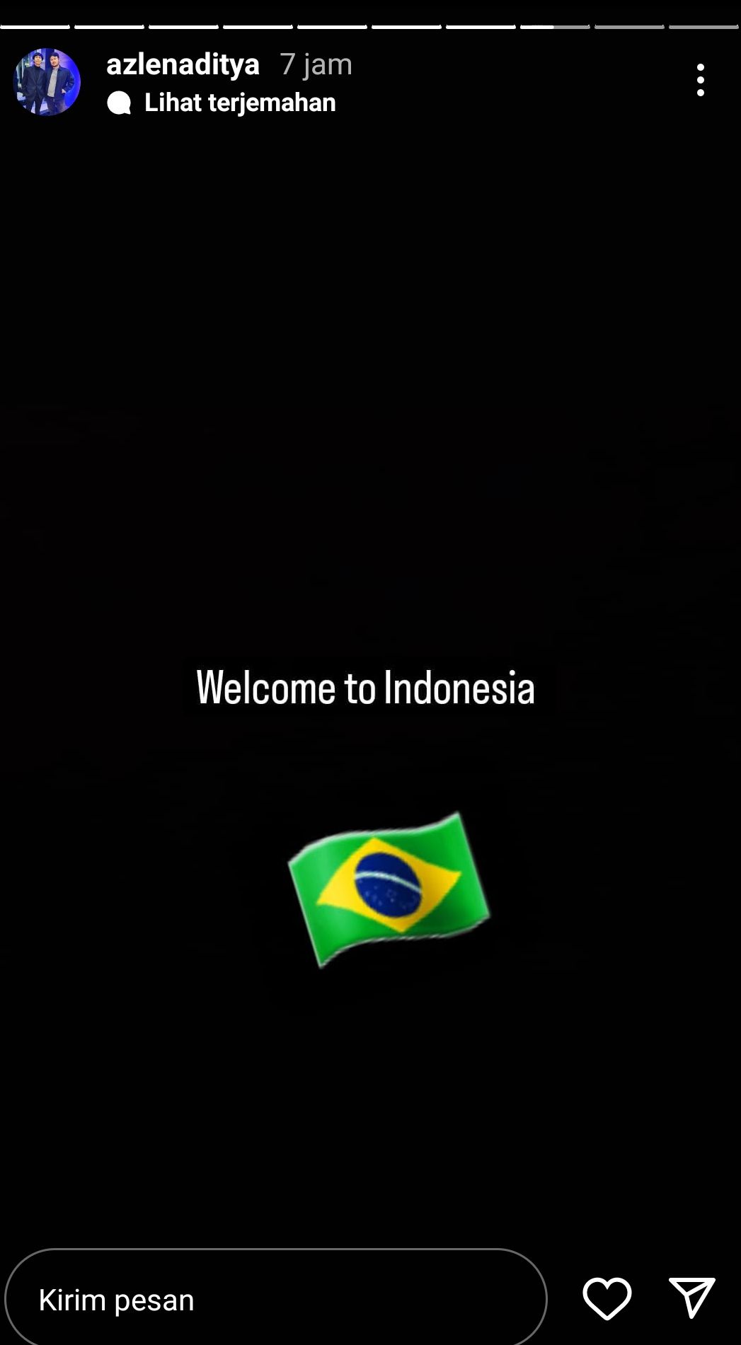 Unggahan Instagram Story Azlen Aditya terkait rumor kedatangan pemain asing ke PMPL Indonesia