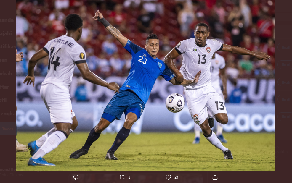 Pertandingan Guatemala vs Trinidad & Tobago di Piala Emas CONCACAF 2021, Senin (19/7/2021).