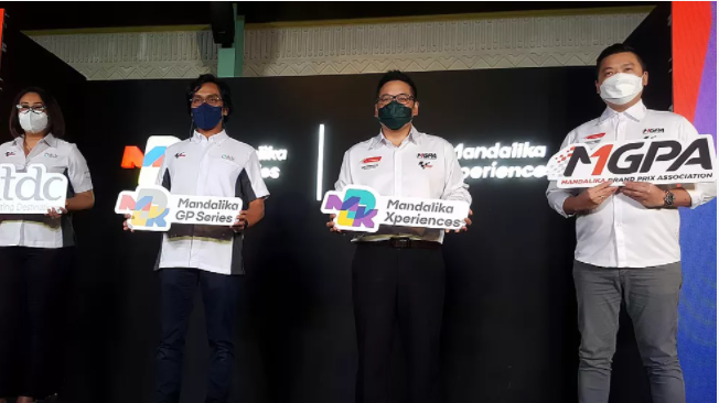 Para petinggi MGPA dan ITDC tampil dalam acara peluncuran logo Mandalika GP Series dan Mandalika Xperiences, Selasa (19/10/2021).