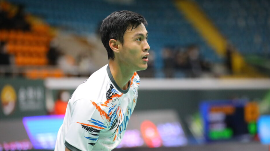 Pemain tunggal putra Indonesia, Shesar Hiren Rhustavito, saat berlaga di ajang Korea Open 2022.