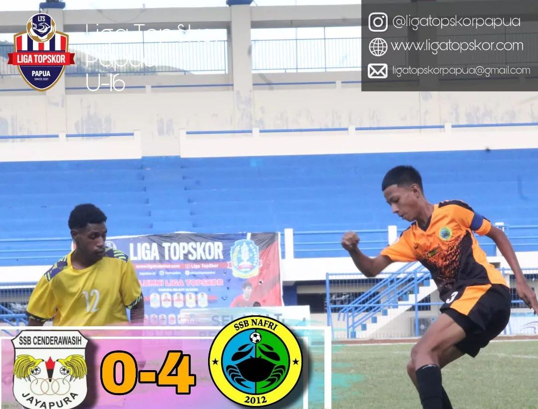 Nafri sukses mengalahkan SSB Cendrawasih dengan skor 4-0 pada pekan terakhir Liga TopSkor U-16 2022