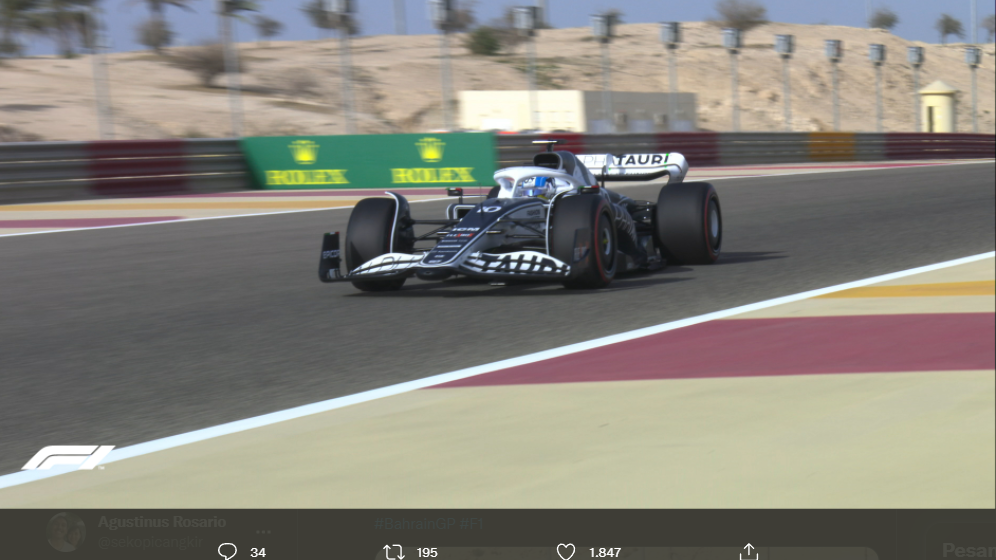 Pembalap AlphaTauri, Pierre Gasly, menjadi yang tercepat pada FP1 F1 GP Bahrain 2022.