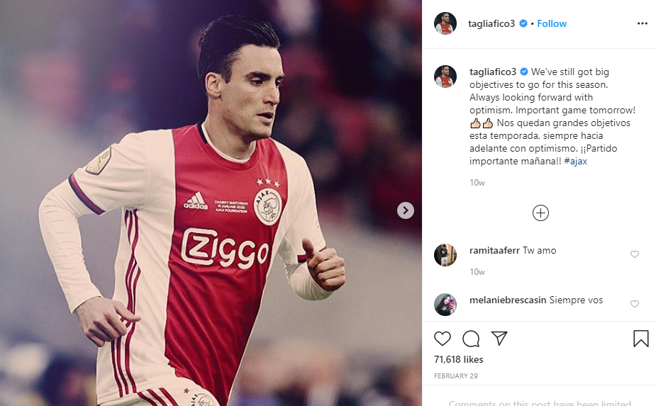Bek sayap Ajax Amsterdam, Nicolas Tagliafico.