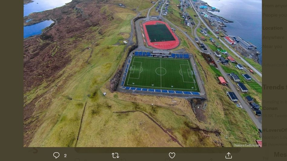 Stadion Toftir di Kepulauan Faroe.