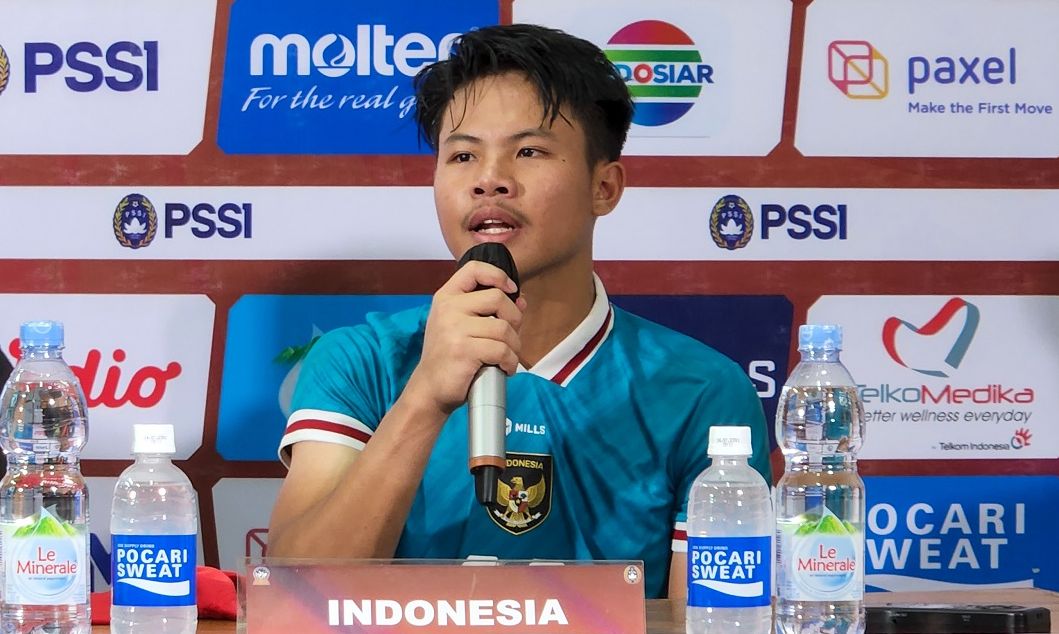 Kiper Timnas U-16 Indonesia, Andrika Fathir Rachman saat jumpa awak media usai pertandingan semifinal Piala AFF 2022 menghadapi Myanmar, Rabu (10/8/2022).