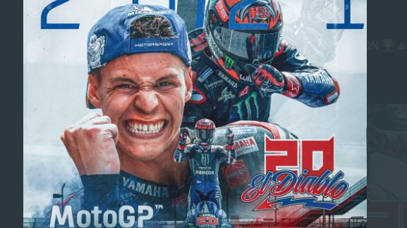 Ilustrasi pembalap Monster Energy Yamaha, Fabio Quartararo, sebagai juara MotoGP 2021.