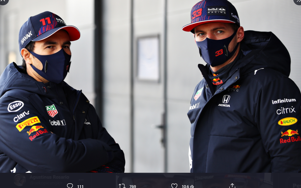 Duet anyar Red Bull Racing untuk F1 2021, Sergio Perez (kiri) dan Max Verstappen (kanan).