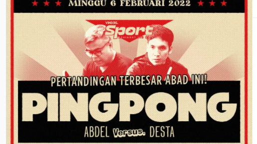 Poster pertandingan tenis meja Abdel Achrian vs Deddy Mahendra Desta, Minggu (6/2/2022).