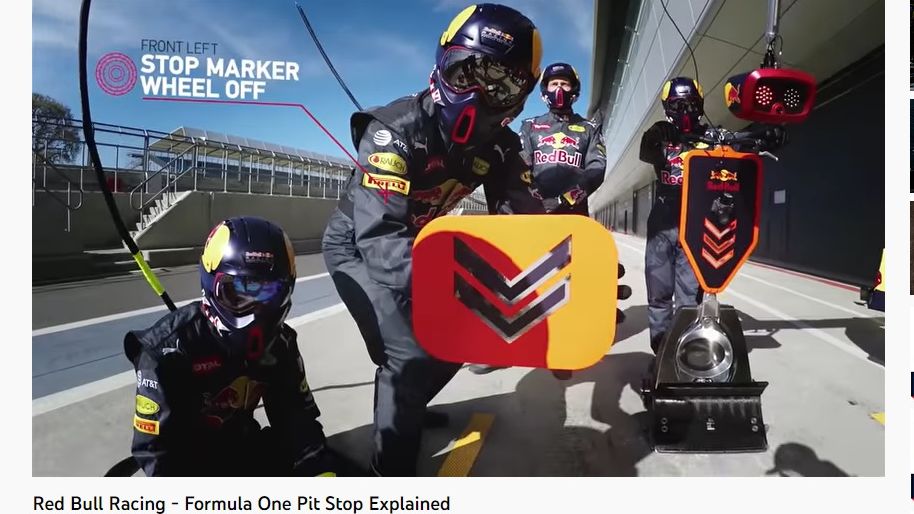 Kru wheel off Red Bull Racing juga mendapatkan tugas sebagai stop marker untuk mempermudah pembalap menentukan posisi berhenti yang pas saat melakukan pit stop.