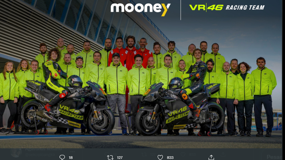 Jajaran kru dan pembalap Moonet VR46 Racing Team untuk MotoGP 2022.