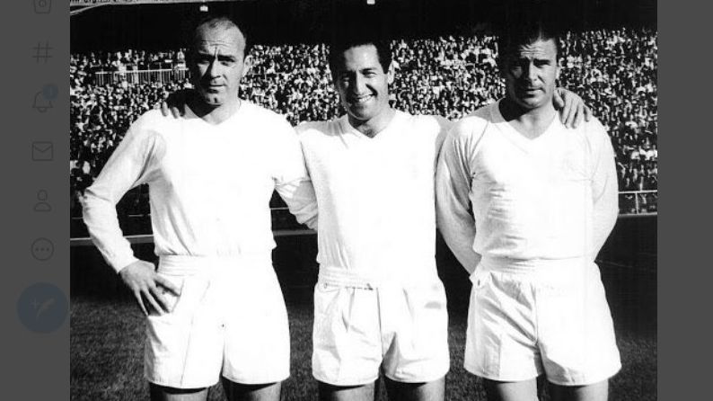 Alfredo di Stefano, Paco Gento, dan Ferenc Puskas, trio Real Madrid.