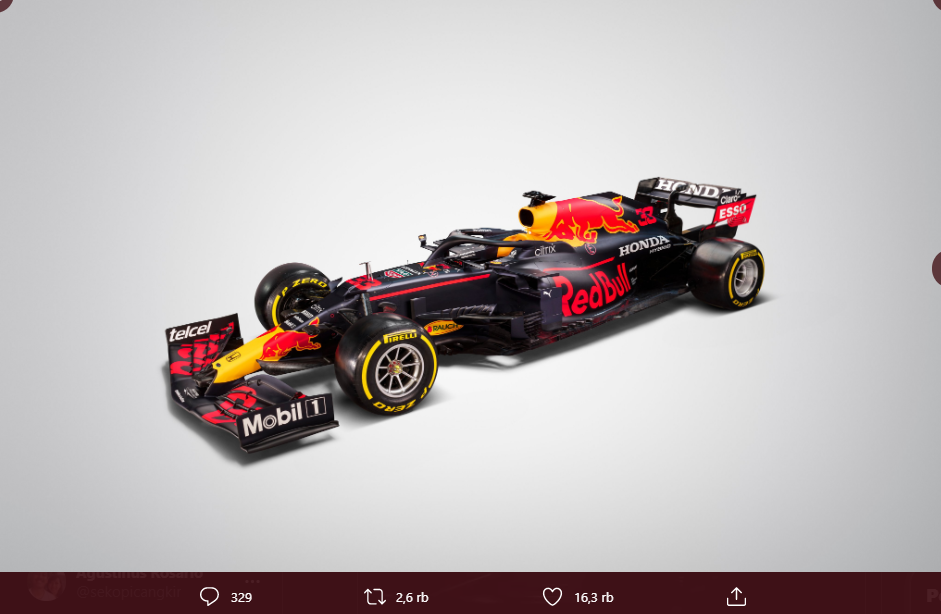Penampakan mobil anyar Red Bull, RB16B, yang diperkenalkan Selasa (23/2/2021)