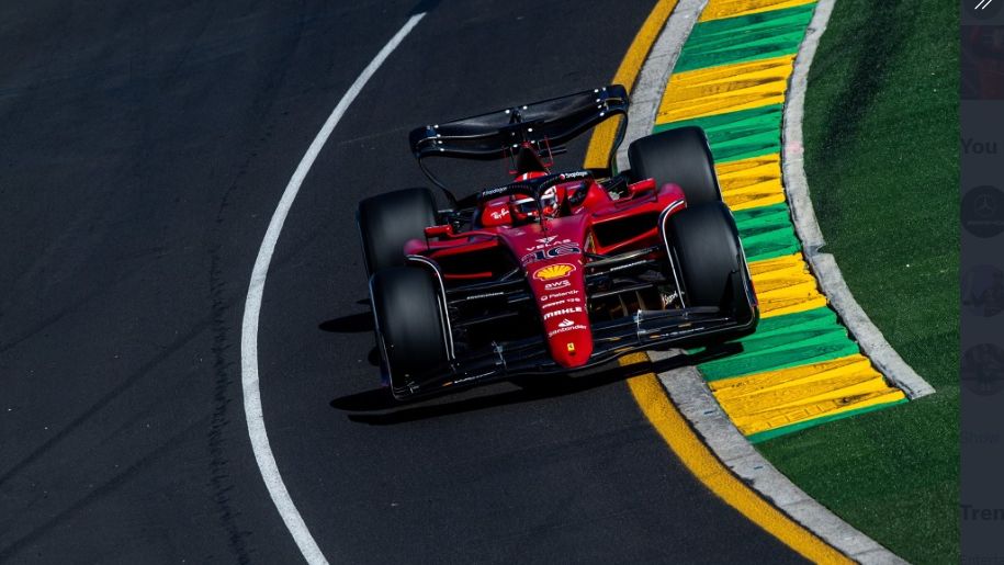 Charles Leclerc (Ferrari) saat tampil dalam sesi balapan F1 GP Australia 2022 yang berlangsung di Sirkuit Albert Park, Melbourne pada Minggu (10/4/2022).