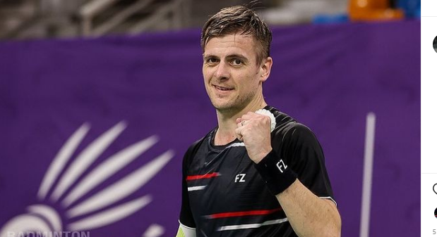 Tunggal putra Denmark, Hans-Kristian Solberg Vittinghus, ketika tampil di Orleans Masters 2021.