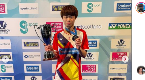 Tunggal putra Malaysia, Ng Tze Yong, ketika menjuarai Scottish Open 2021.