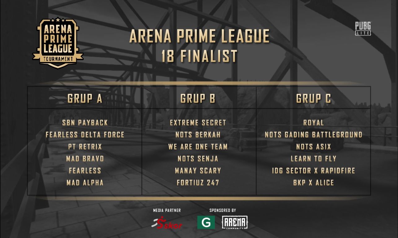 18 tim yang akan bertanding dalam babak final Arena Prime League pada 11-13 Juni 2020.