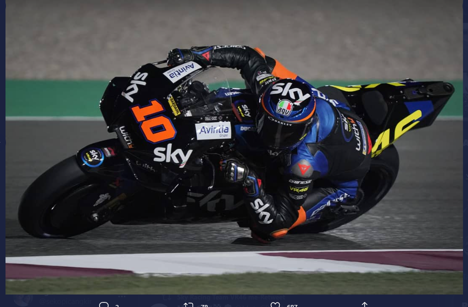 Pembalap Sky VR46 Avintia, Luca Marini, saat beraksi di tes pramusim MotoGP 2021, Sabtu (6/3/2021)