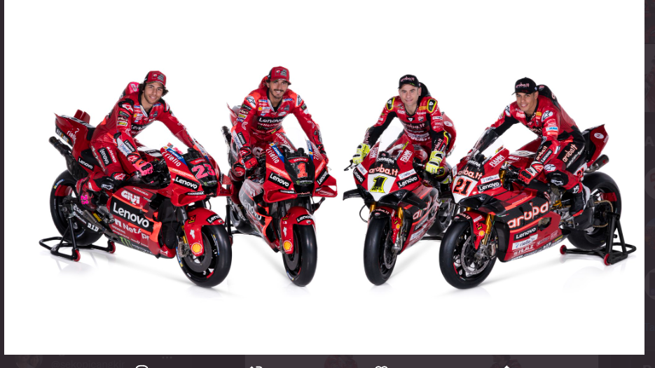 Ducati memperkenalkan tim yang akan berlaga di MotoGP 2023 dan WSBK 2023 pada Senin (23/1/2023).