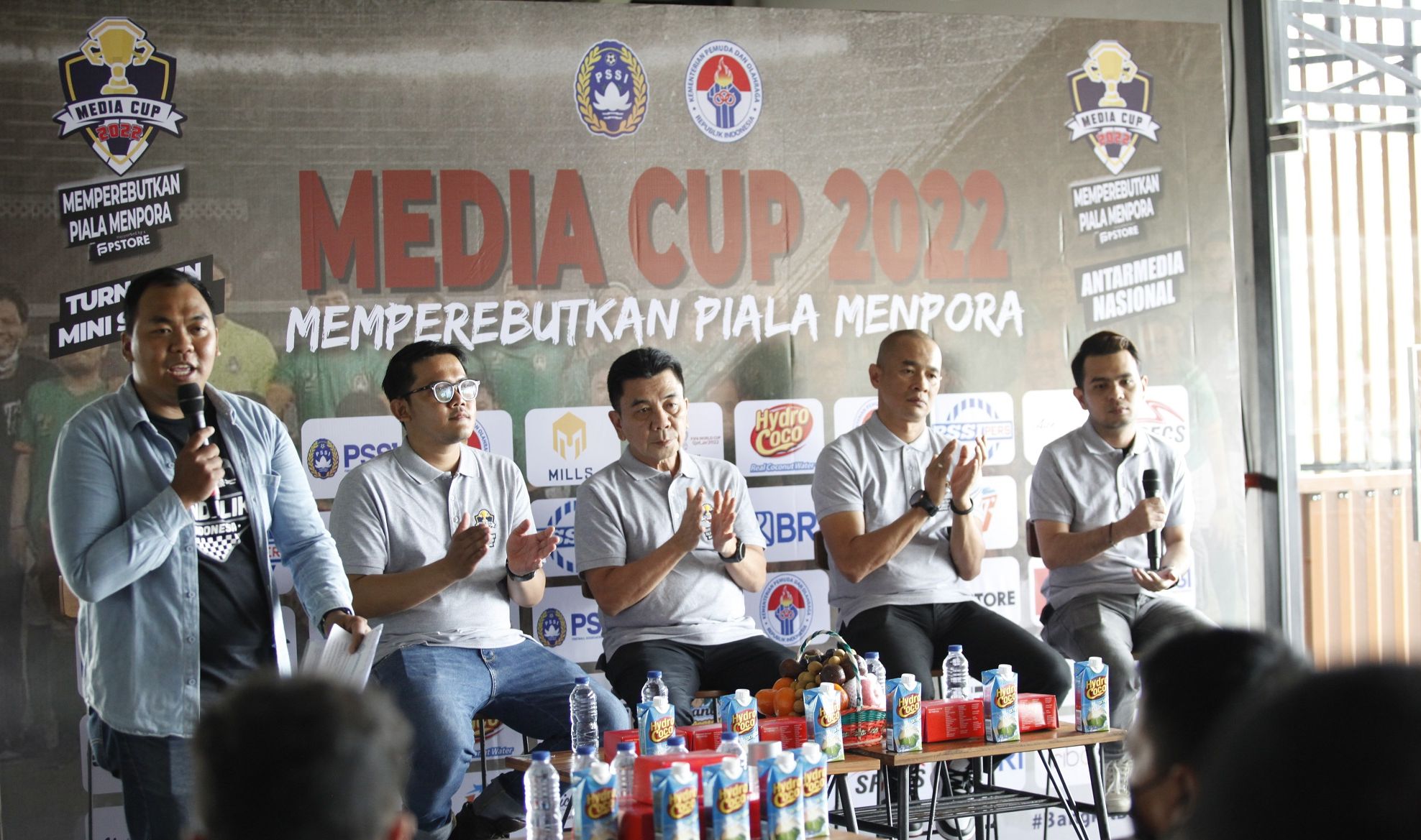 Sesi jumpa pers kegiatan Media Cup 2022 yang rencananya akan digelar pada 6-7 Oktober 2022 di Triboon Mini Soccer, Jakarta Selatan.