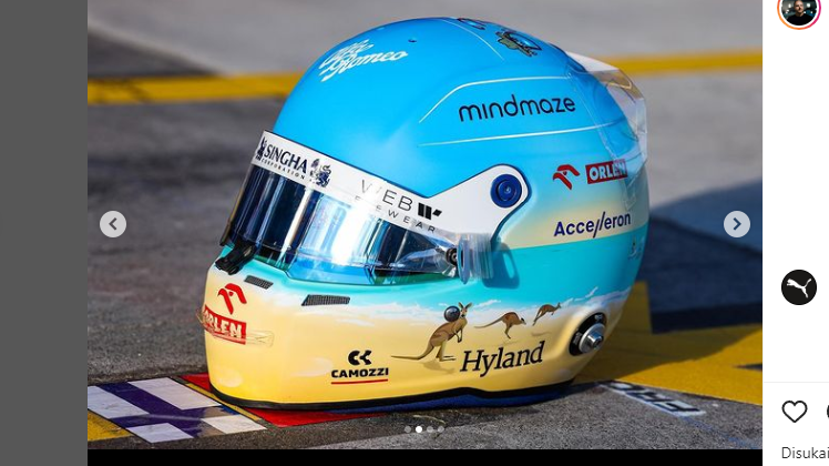 Helm spesial yang akan dikenakan Valtteri Bottas di GP Australia 2022.