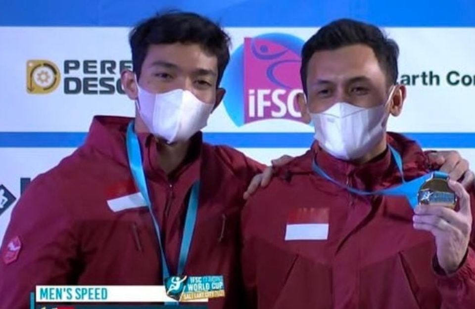 Dua atlet Panjat Tebing Indonesia yakni Veddriq Leonardo dan Kiromal Katibin.