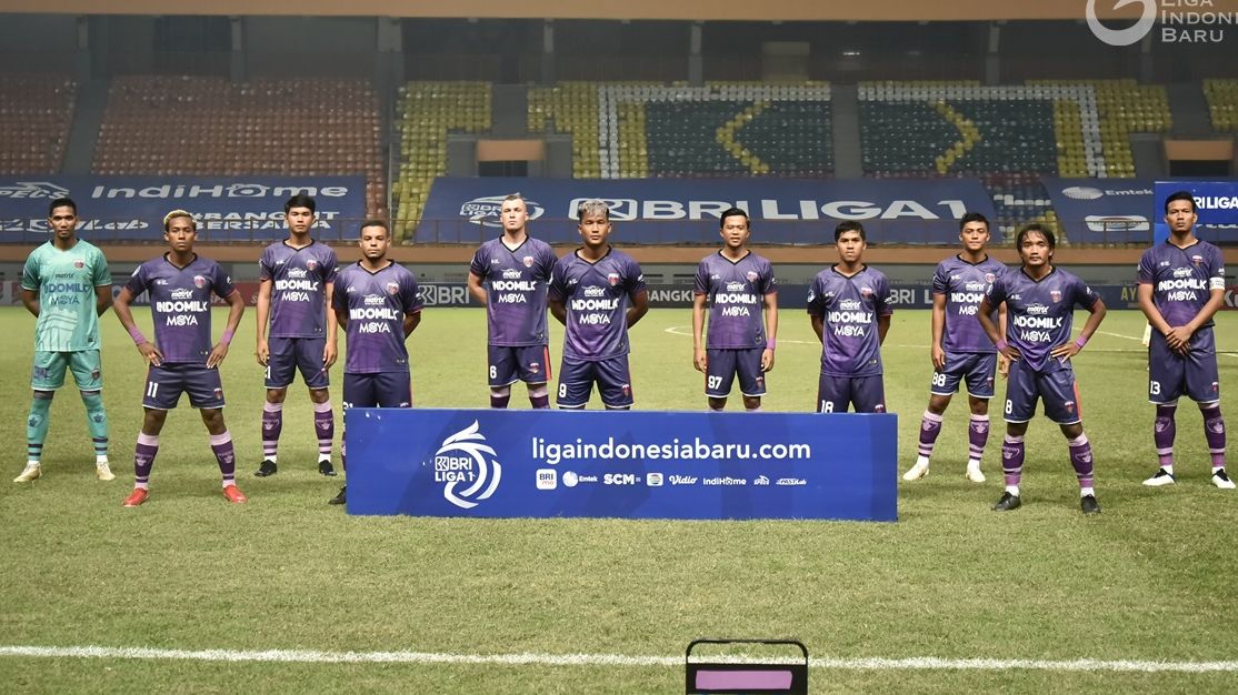 Starter Persita Tangerang jelang salah satu pertandingan Liga 1 2021-2022.