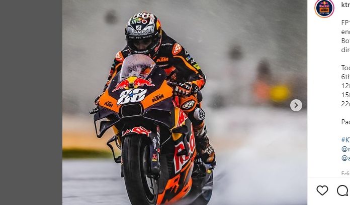 Miguel Oliveira (Red Bull KTM) saat tampil dalam salah satu sesi latihan bebas MotoGP Portugal 2022 yang digelar di Sirkuit Algarve, Portimao pada Jumat (22/4/2022).