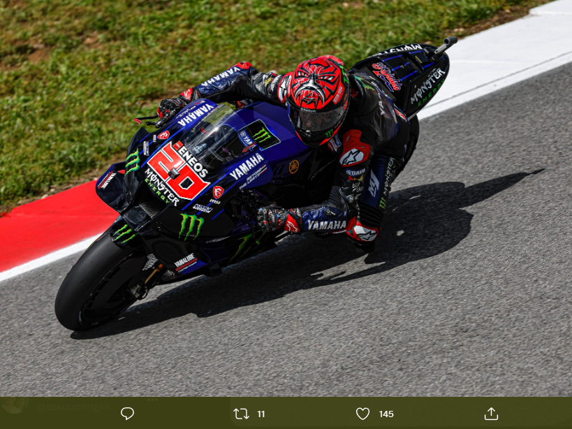 Pembalap Monster Energy Yamaha, Fabio Quartararo, tampil sebagai kampiun MotoGP Portugal 2022.