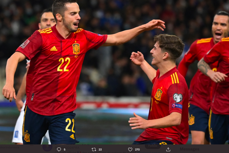 Hasil Yunani vs Spanyol: Gol Semata Wayang Pablo Sarabia Menangkan La Furia Roja