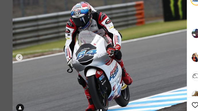 Pembalap Indonesia, Mario Suryo Aji, beraksi di Sirkuti Motegi, Jepang, dalam rangkaian Moto3 GP Jepang 2022.