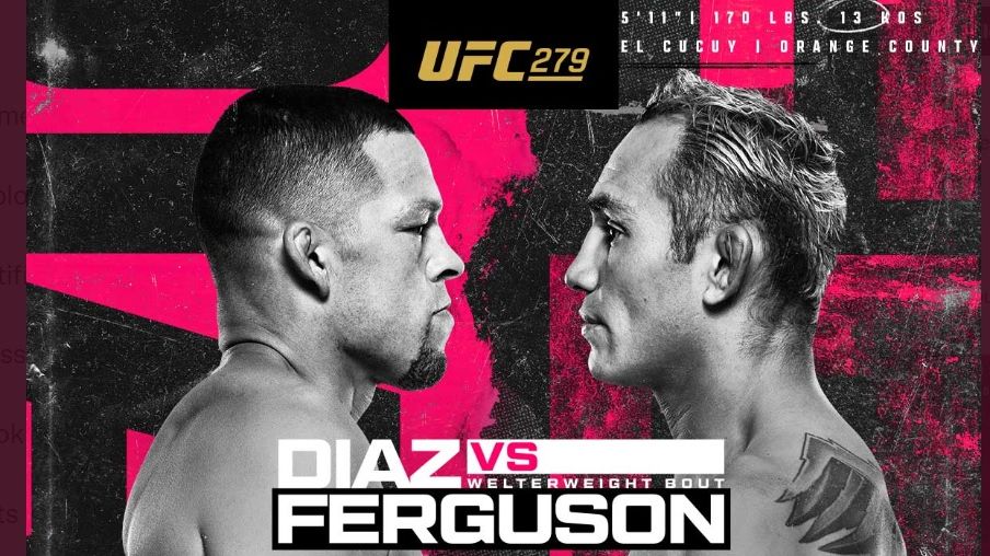 Poster UFC 279 yang bakal menyajikan duel utama antara Nate Diaz vs Tony Ferguson dan berlangsung di T-Mobile Arena, Las Vegas, Amerika Serikat pada Minggu (11/9/2022) pagi WIB.