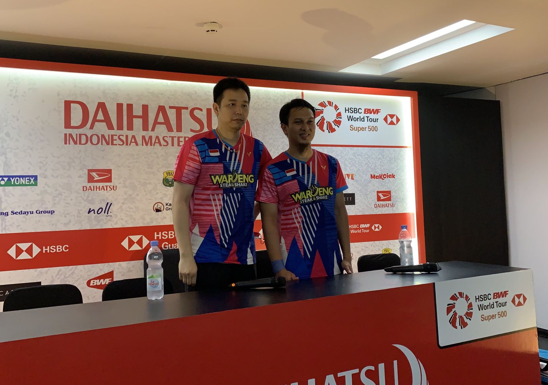 Mohammad Ahsan/Hendra Setiawan usai melewati tantangan pertama di Indonesia Masters 2022, Selasa (7/6/2022).