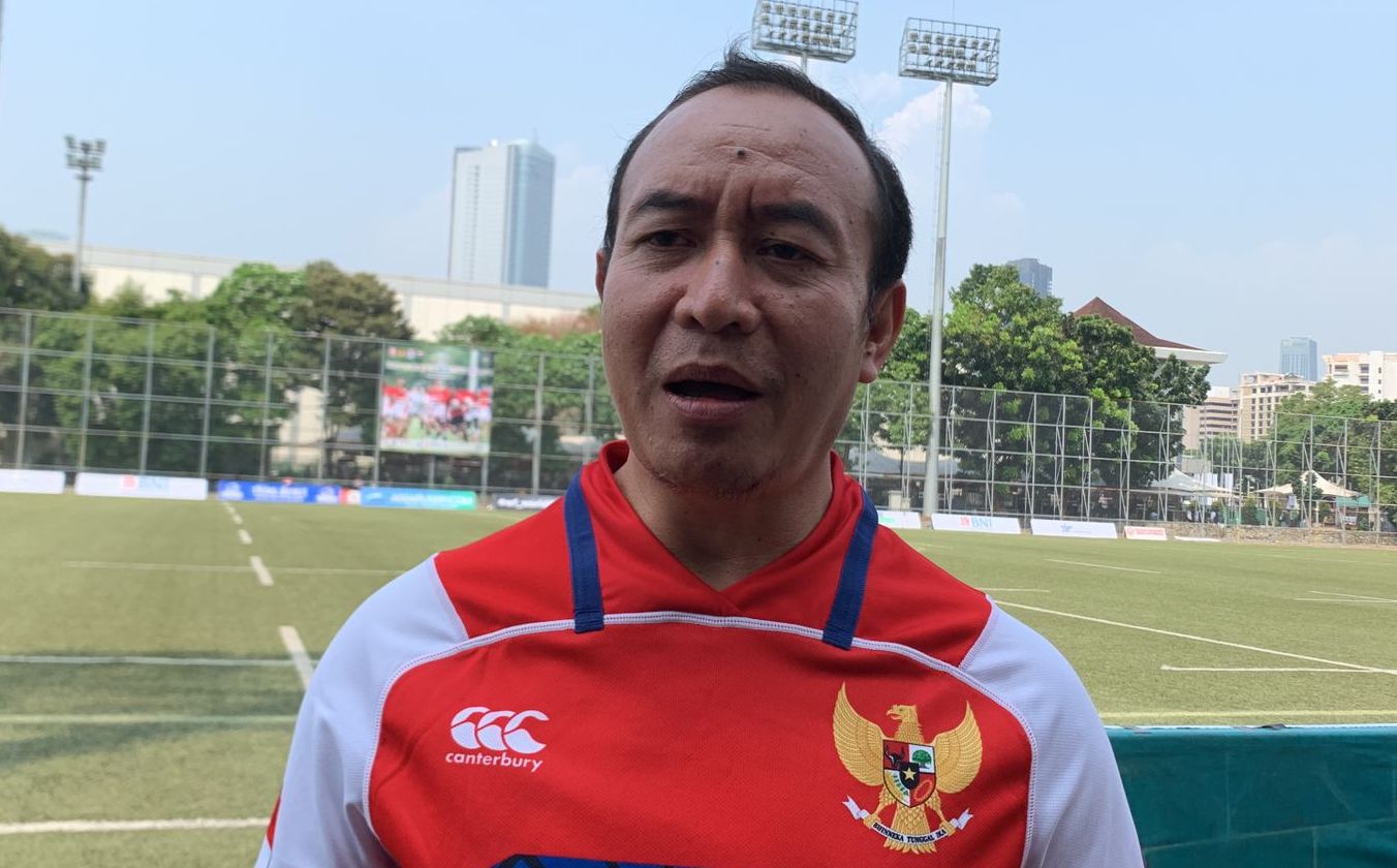 Ketua Umum Pengurus Besar Persatuan Rugby Union Indonesia (PB PRUI), Didik Mukrianto pada turnament Asia Rugby Sevens Trophy 2022.