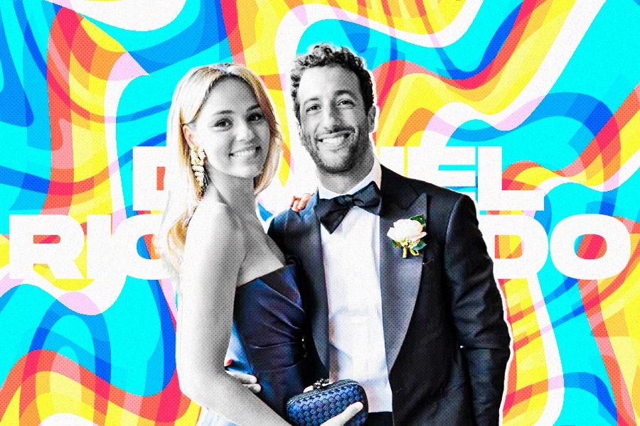 Daniel Ricciardo dan pacar, Heidi Berger, menghadiri pernikahan bintang snowboarding Australia, Scotty James dan Chloe Stroll. (Dede Mauladi/Skor.id)