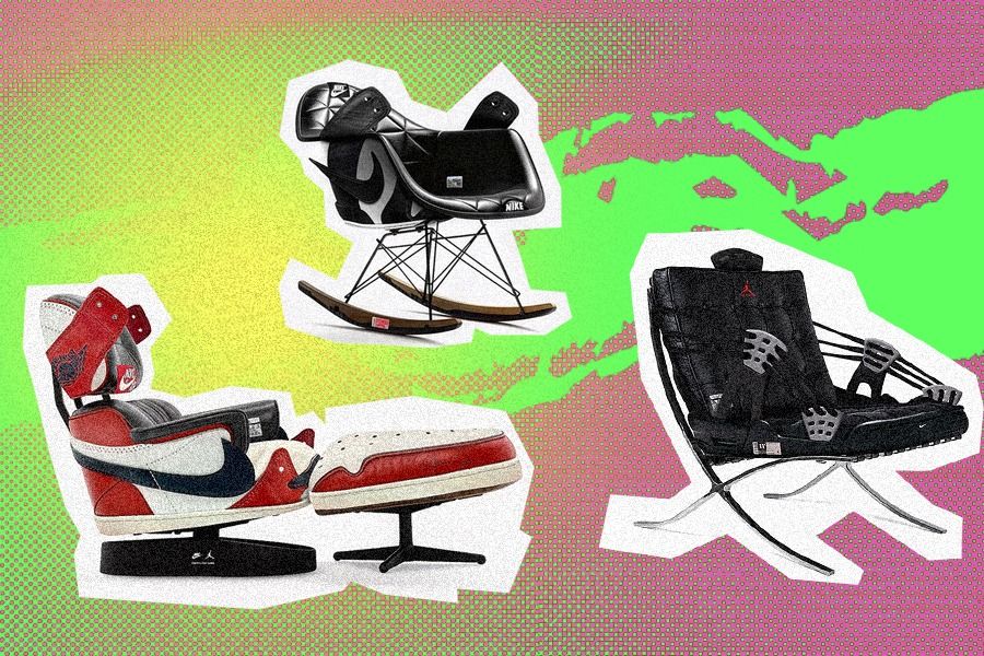 Hype Chairs yang elegan ini disulap dengan konsep desain AI menjadi seperti sepatu kets Air Jordan dan Nike. (Deni Sulaeman/Skor.id)