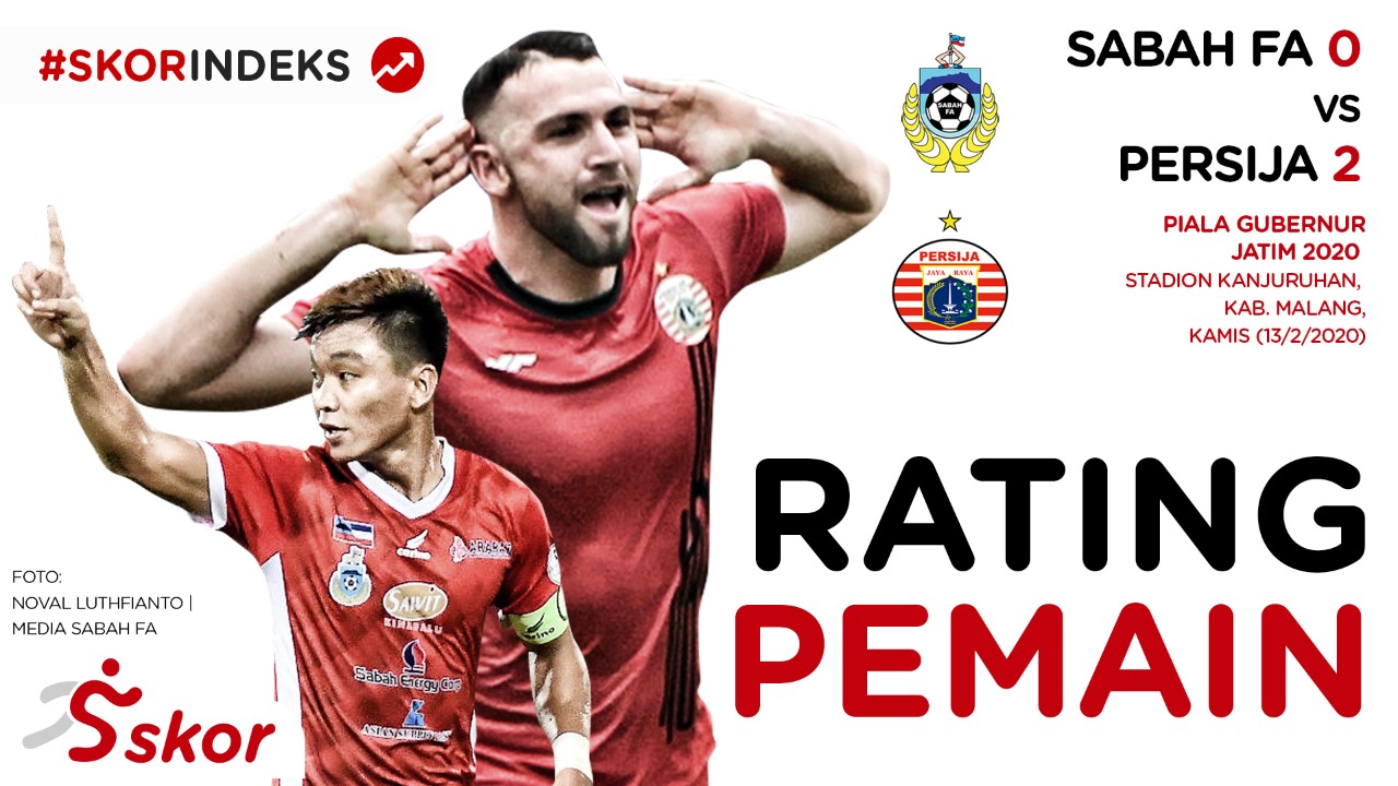 Skor Indeks Piala Gubernur Jatim 2020: Rating Pemain Sabah FA vs Persija