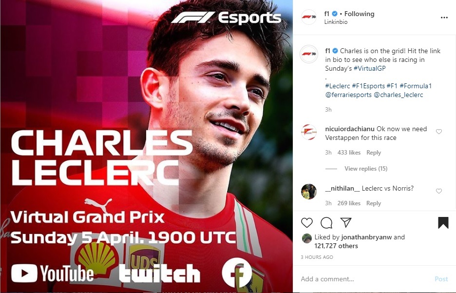 Charles Leclerc Sukses Juarai Seri Kedua GP Virtual F1 2020