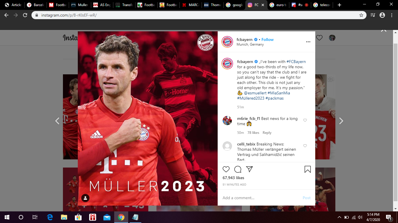 Thomas Muller Resmi Perpanjang Kontraknya di Bayern Munchen