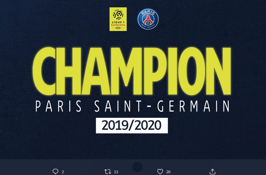 Liga Prancis Resmi Terhenti, PSG Dinobatkan Sebagai Juara
