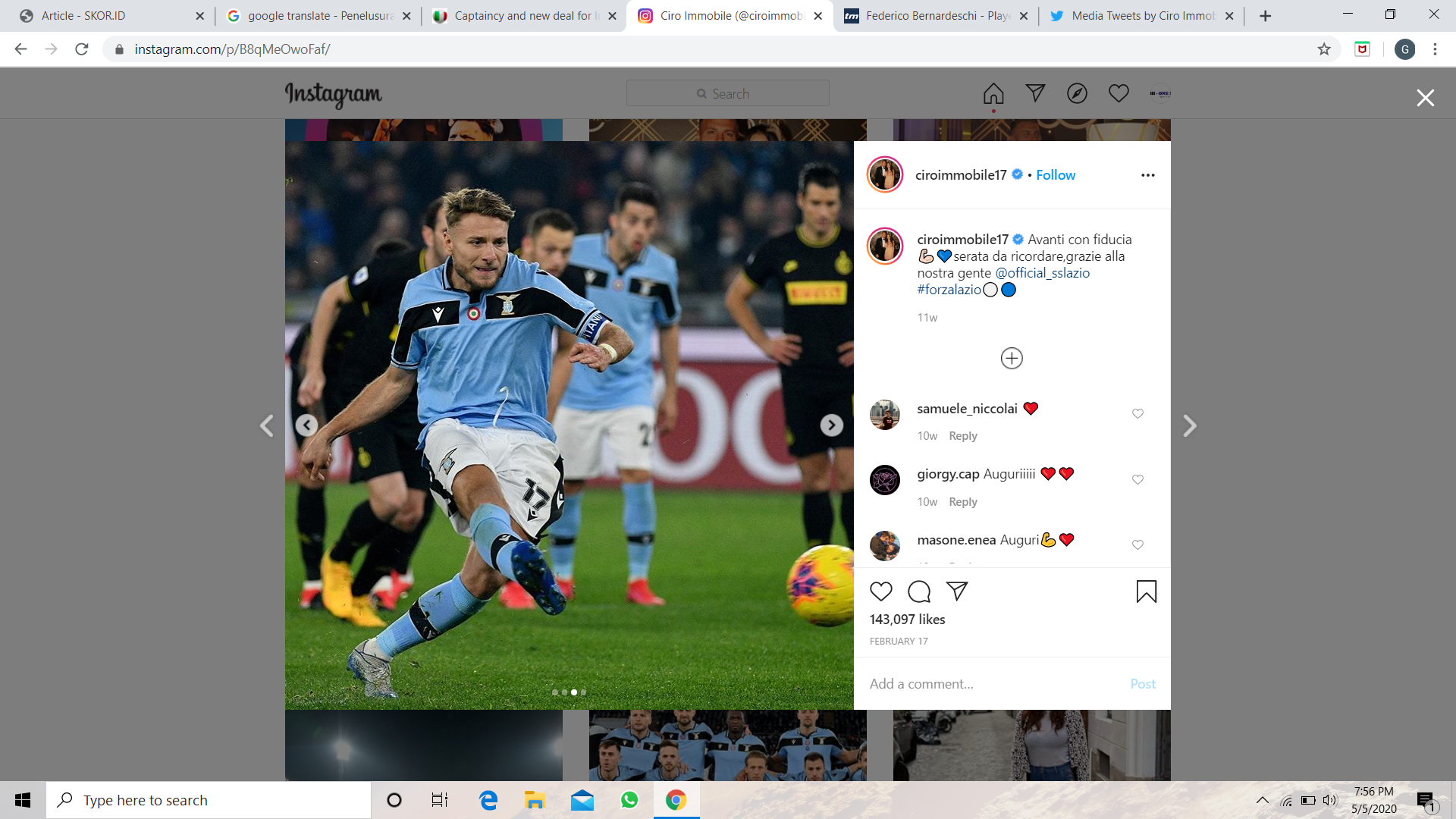 Manchester United Tertarik Boyong Ciro Immobile dari Lazio