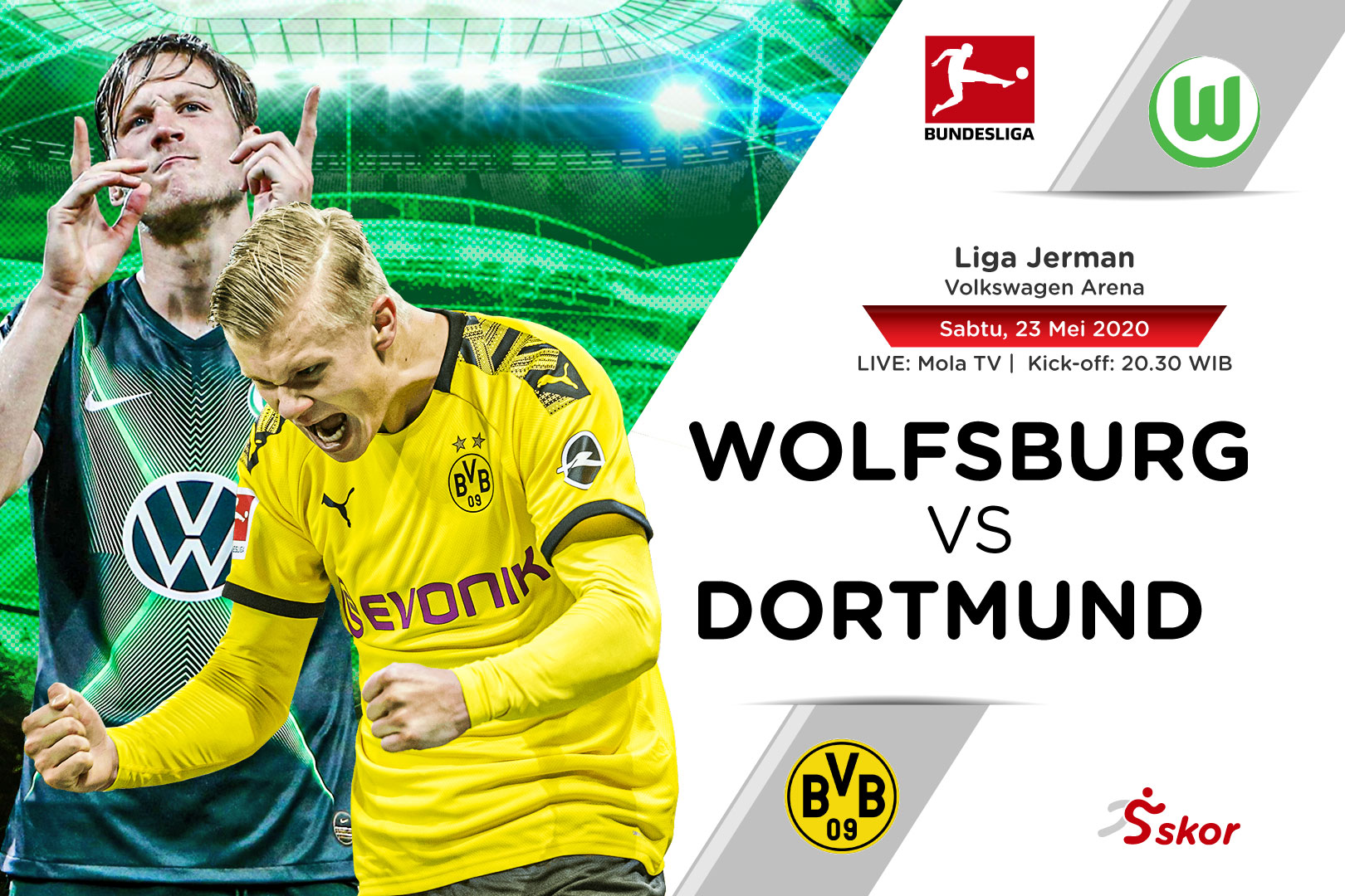 Susunan Pemain VfL Wolfsburg vs Borussia Dortmund
