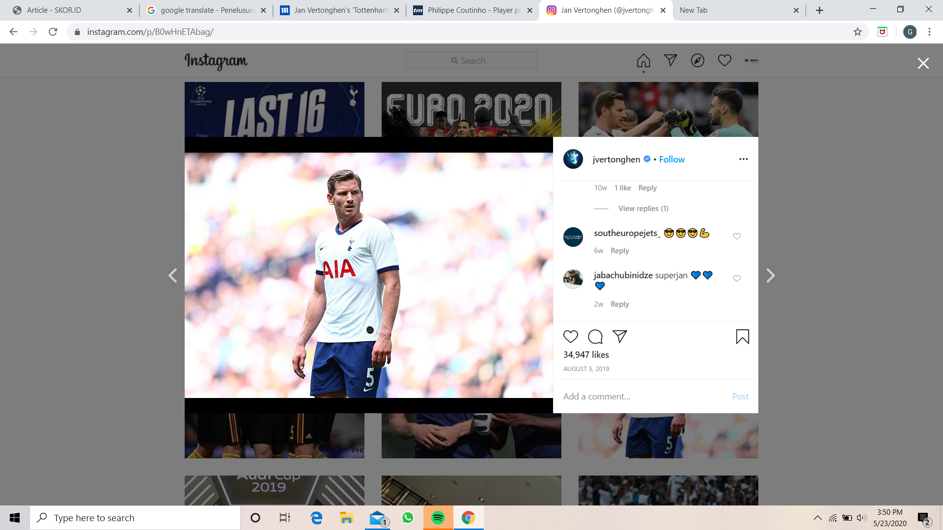 Tottenham Hotspur Optimistis Jan Vertonghen Teken Kontrak Jangka Pendek 