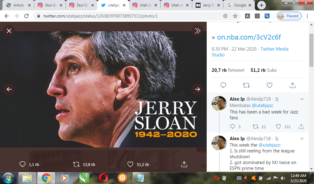 Pelatih Legendaris Utah Jazz, Jerry Sloan, Meninggal Dunia