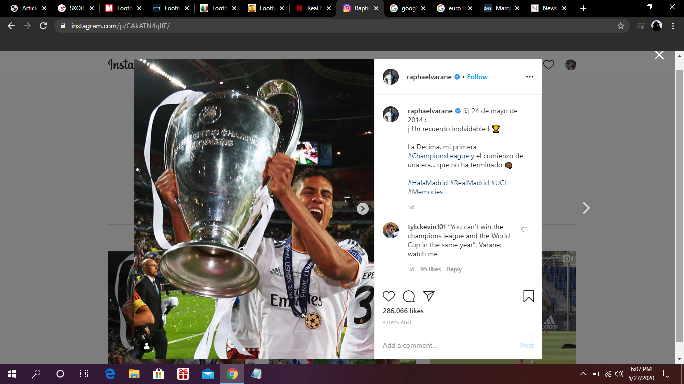Raphael Varane Tak Sabar untuk Kembali Berlaga Bersama Real Madrid