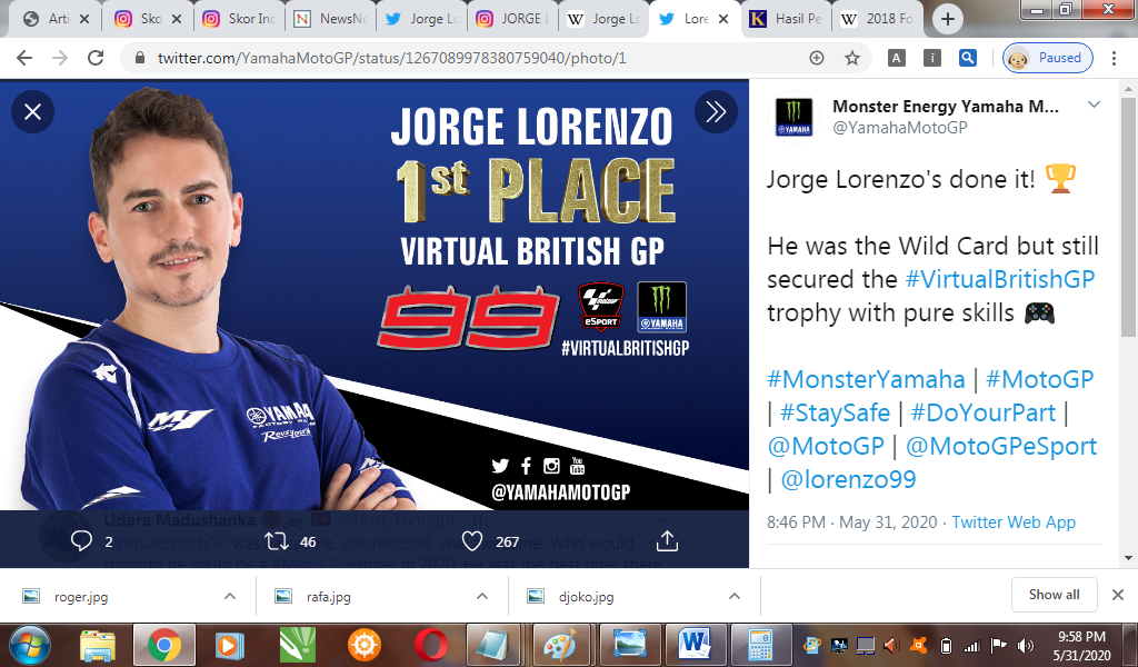 Setelah 1.295 Hari, Jorge Lorenzo Menang Lagi bersama Yamaha di MotoGP