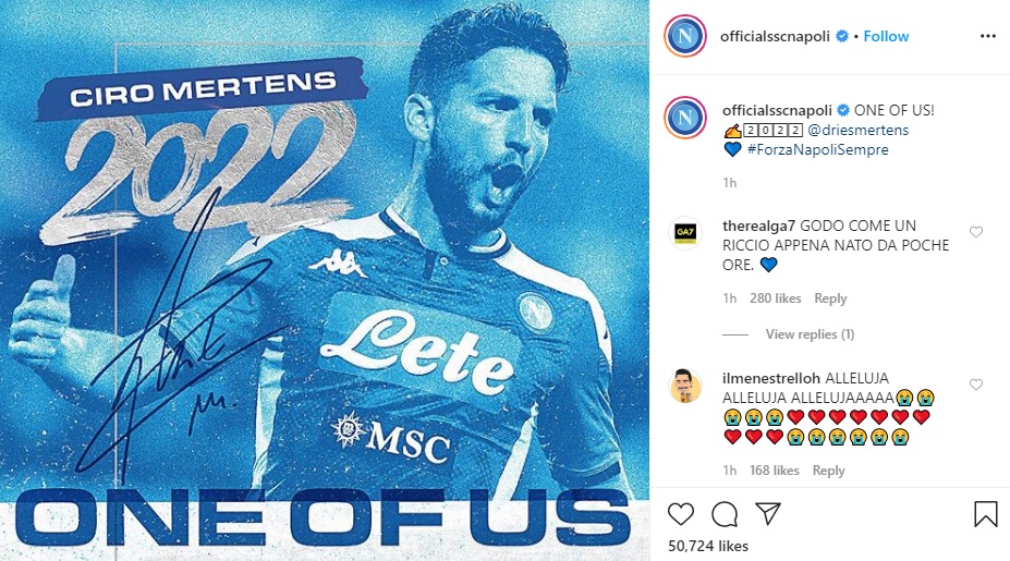 Dries Mertens Resmi Perpanjang Kontrak bersama Napoli