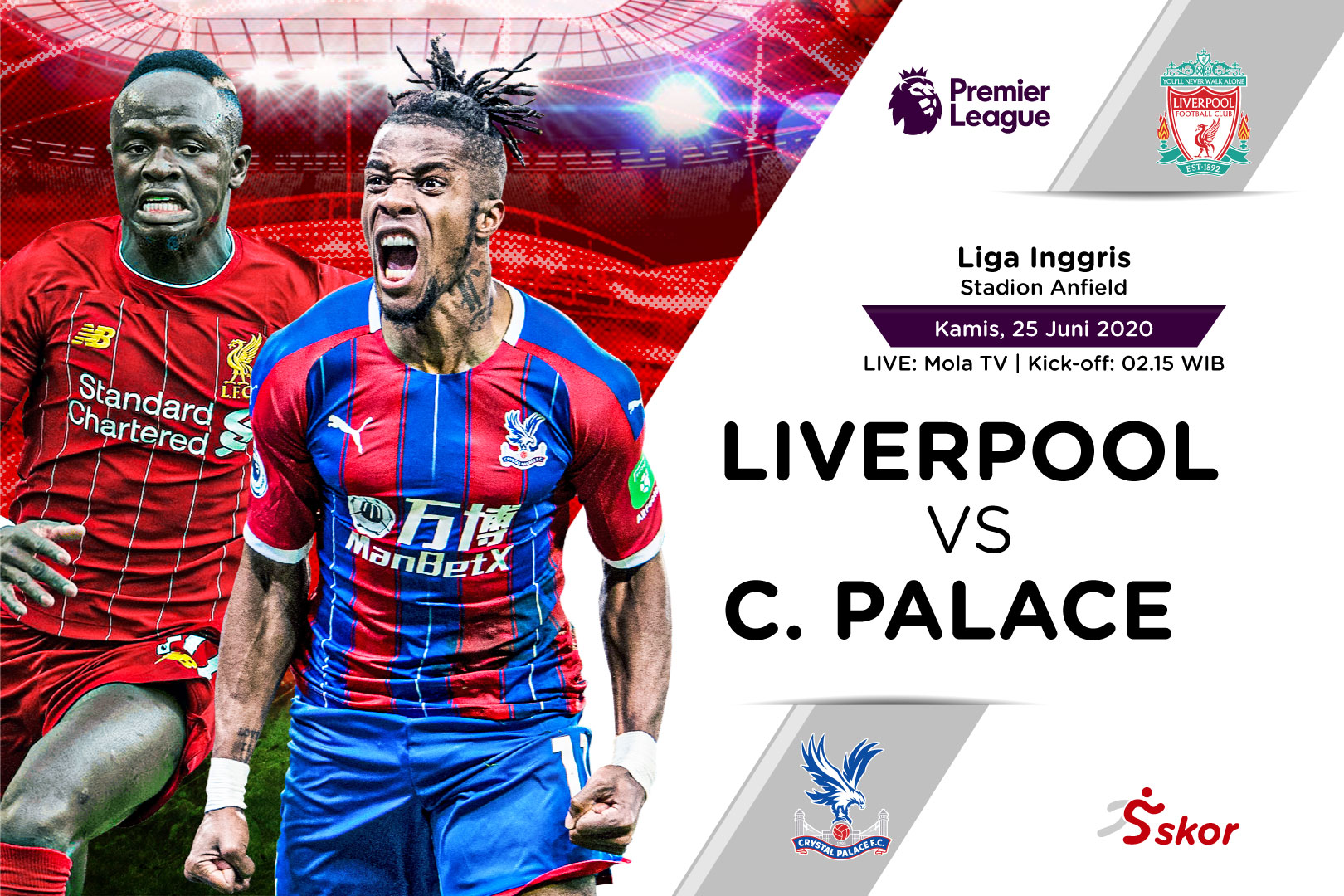 Susunan Pemain Liga Inggris: Liverpool vs Crystal Palace