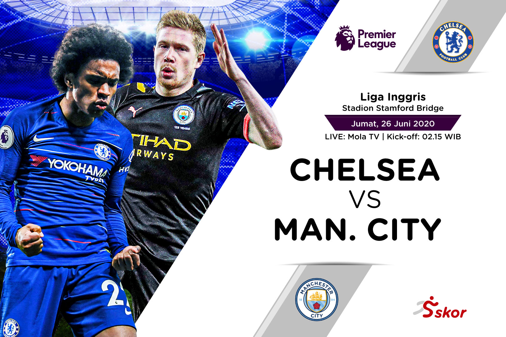 Susunan Pemain Liga Inggris: Chelsea vs Manchester City